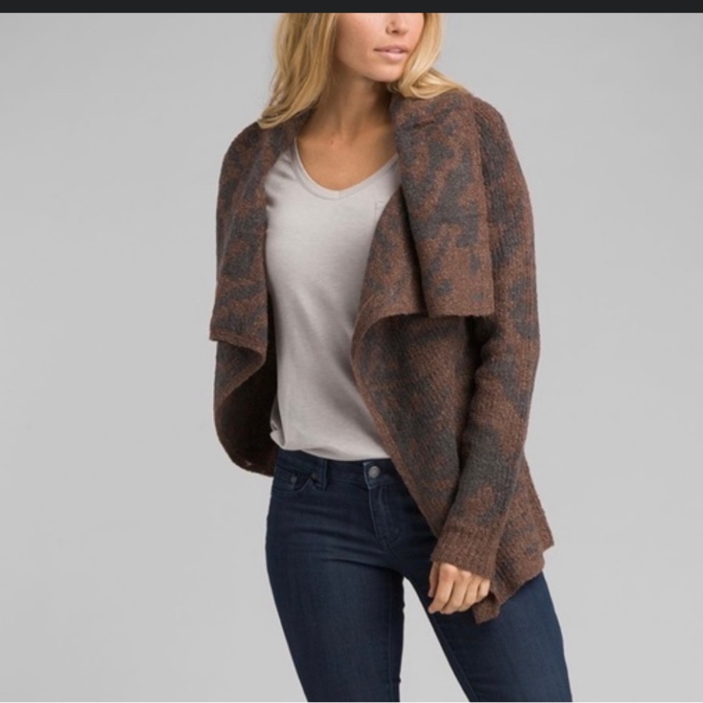 Prana Alberta Reversible Cardigan Sweater in "Weathered Wood"